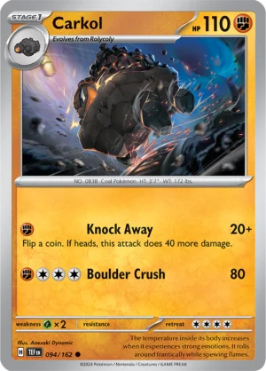 Pokémon TCG SV5: Temporal Forces 094/162 Carkol Common Ungraded