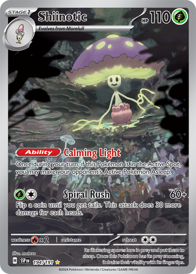Pokémon TCG Shiinotic 194/191 SV08: Surging Sparks IR Full Art Ungraded