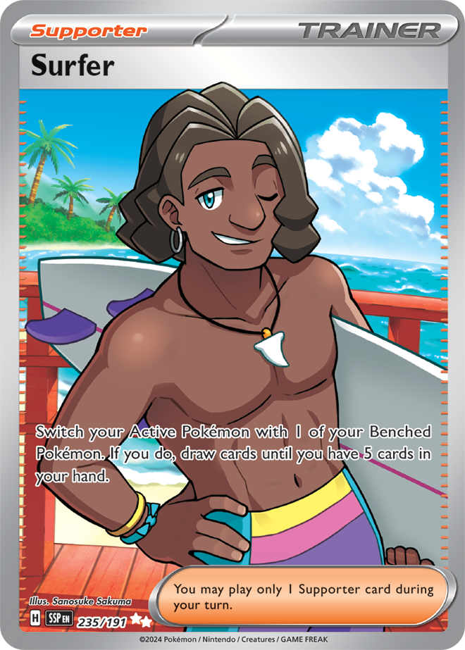 Pokémon TCG Surfer 235/191 SV08: Surging Sparks UR Full Art Ungraded