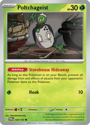 Pokémon TCG SV6: Twilight Masquerade 020/167 Poltchageist Common Ungraded