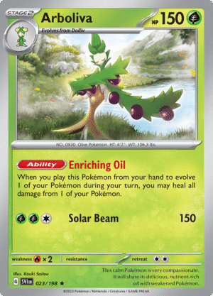 Pokémon TCG SV1: Scarlet & Violet Base 023/198 Arboliva Rare Ungraded