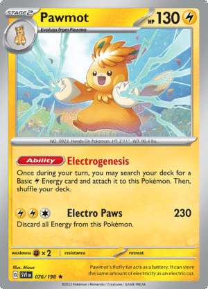 Pokémon TCG SV1: Scarlet & Violet Base 076/198 Pawmot Rare Ungraded