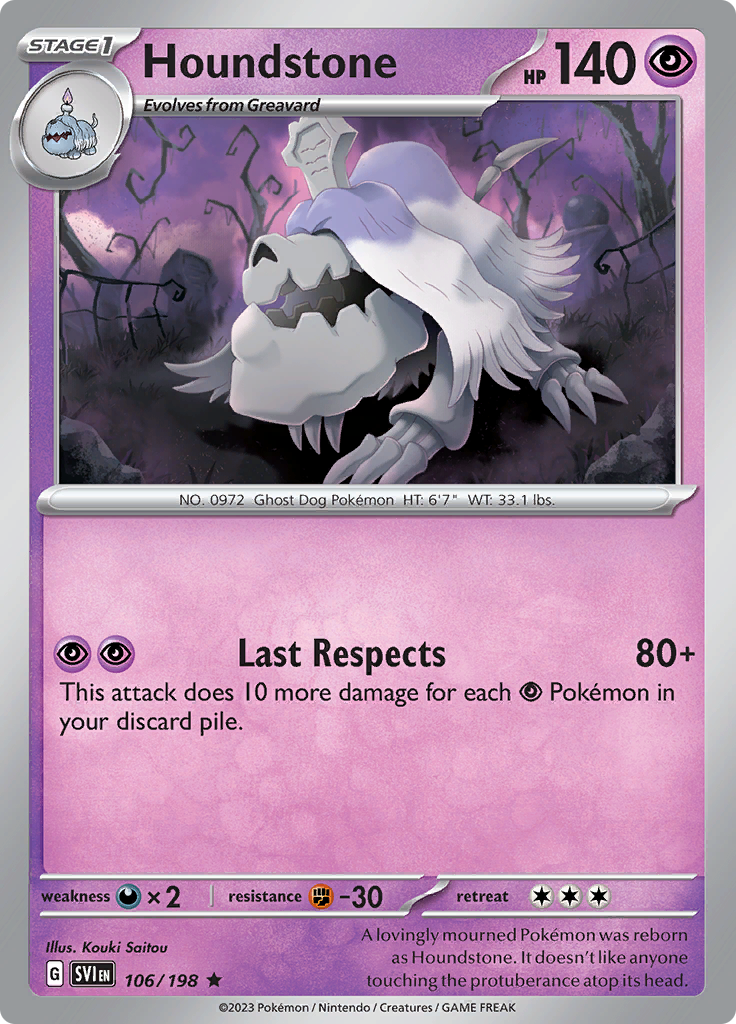 Pokémon TCG SV1: Scarlet & Violet Base 106/198 Houndstone Rare Ungraded