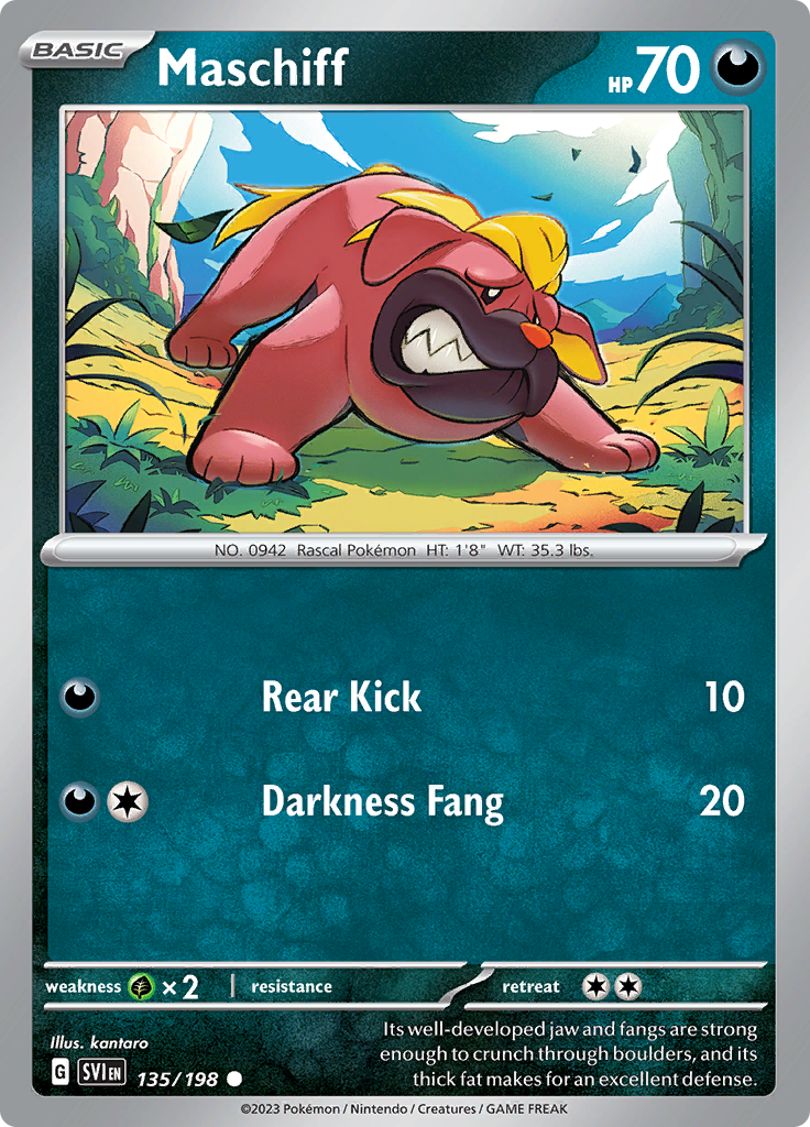 Pokémon TCG SV1: Scarlet & Violet Base 135/198 Maschiff Common Ungraded
