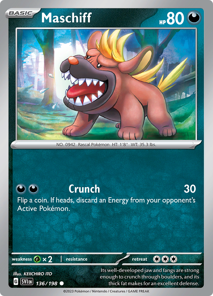 Pokémon TCG SV1: Scarlet & Violet Base 136/198 Maschiff Common Ungraded