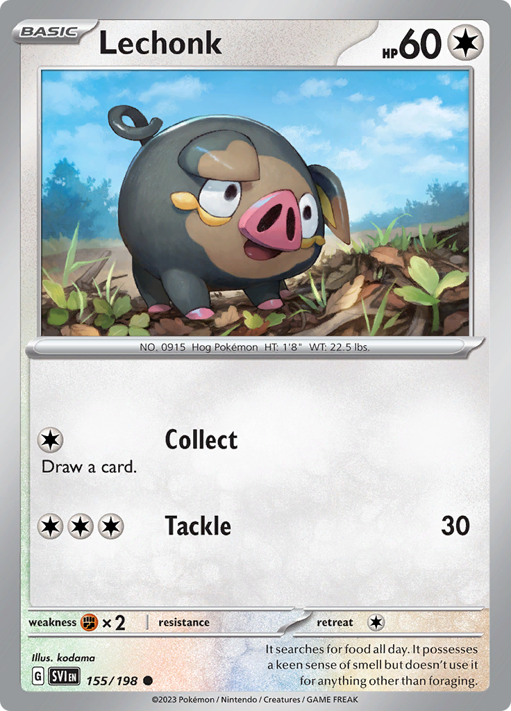 Pokémon TCG SV1: Scarlet & Violet Base 155/198 Lechonk Common Ungraded