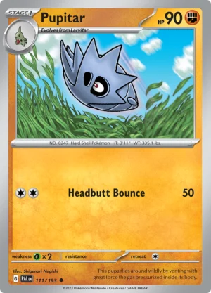 Pokémon TCG SV2: Paldea Evolved 111/193 Pupitar Uncommon Ungraded