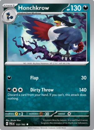Pokémon TCG SV2: Paldea Evolved 132/193 Honchkrow Uncommon Ungraded