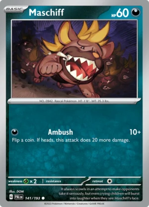 Pokémon TCG SV2: Paldea Evolved 141/193 Maschiff Common Ungraded