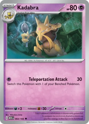 Pokémon TCG SV: Scarlet & Violet 151 064/165 Kadabra Uncommon Ungraded