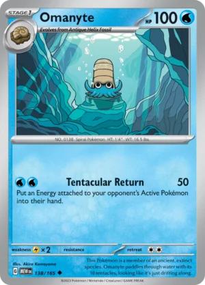 Pokémon TCG SV: Scarlet & Violet 151 138/165 Omanyte Uncommon Ungraded