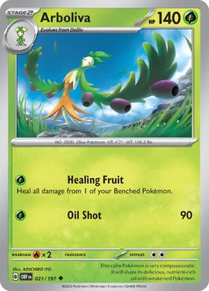 Pokémon TCG SV3: Obsidian Flames 021/197 Arboliva Uncommon Ungraded