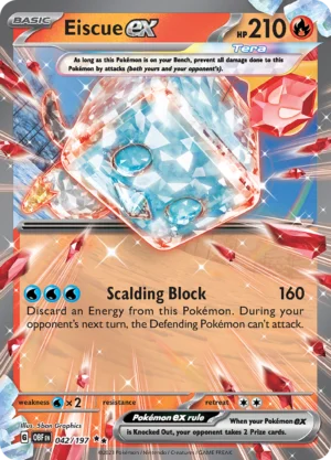 Pokémon TCG SV3: Obsidian Flames 042/197 Eiscue ex Double Rare Ungraded