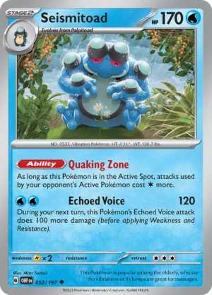 Pokémon TCG SV3: Obsidian Flames 052/197 Seismitoad Uncommon Ungraded