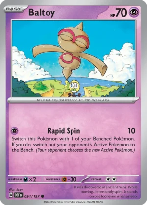 Pokémon TCG SV3: Obsidian Flames 094/197 Baltoy Common Ungraded