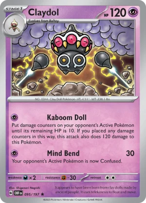 Pokémon TCG SV3: Obsidian Flames 095/197 Claydol Rare Ungraded