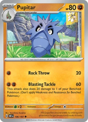 Pokémon TCG SV3: Obsidian Flames 106/197 Pupitar Uncommon Ungraded