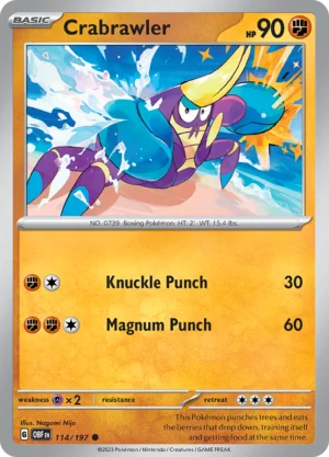 Pokémon TCG SV3: Obsidian Flames 114/197 Crabrawler Common Ungraded