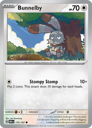 Pokémon TCG SV3: Obsidian Flames 175/197 Bunnelby Common Ungraded