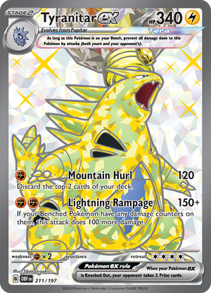 Pokémon TCG Tyranitar ex 211/197 SV03: Obsidian Flames UR Full Art Ungraded