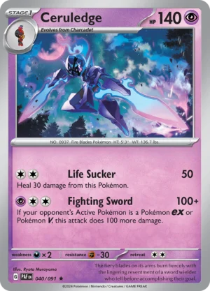 Pokémon TCG SV: Paldean Fates 040/091 Ceruledge Rare Ungraded