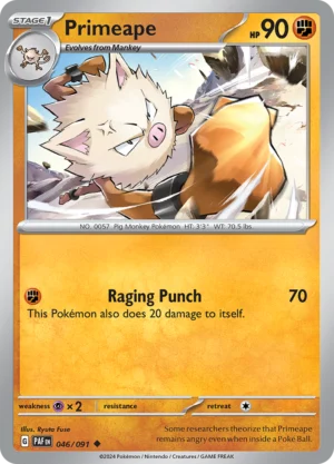 Pokémon TCG SV: Paldean Fates 046/091 Primeape Uncommon Ungraded