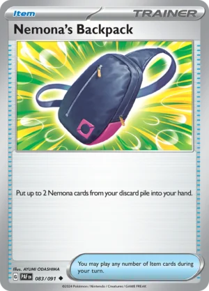Pokémon TCG SV: Paldean Fates 083/091 Nemona's Backpack Uncommon Ungraded