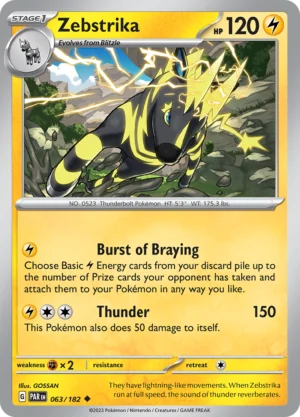 Pokémon TCG SV4: Paradox Rift 063/182 Zebstrika Uncommon Ungraded