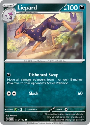 Pokémon TCG SV4: Paradox Rift 115/182 Liepard Common Ungraded