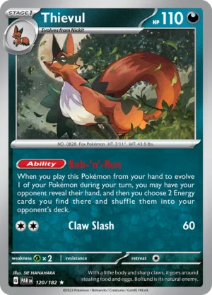 Pokémon TCG SV4: Paradox Rift 120/182 Thievul Rare Ungraded