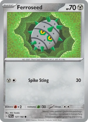 Pokémon TCG SV4: Paradox Rift 127/182 Ferroseed Common Ungraded