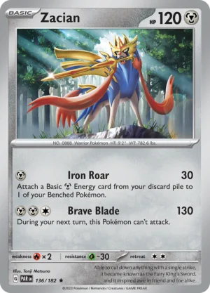 Pokémon TCG SV4: Paradox Rift 136/182 Zacian Rare Ungraded