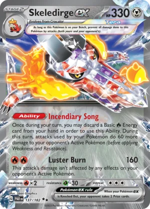 Pokémon TCG SV4: Paradox Rift 137/182 Skeledirge ex Double Rare Ungraded