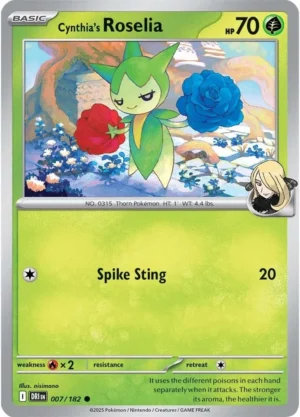 Pokémon TCG SV10: Destined Rivals 007/182 Cynthia's Roselia Common Ungraded