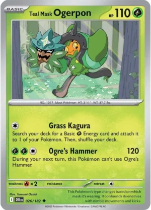 Pokémon TCG SV10: Destined Rivals 026/182 Teal Mask Ogerpon Uncommon Ungraded