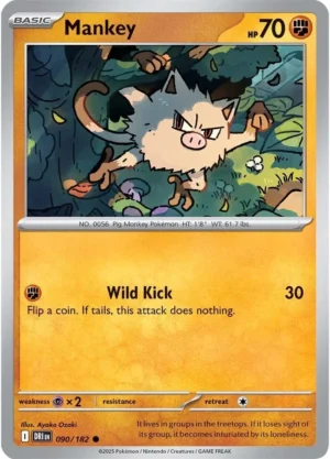 Pokémon TCG SV10: Destined Rivals 090/182 Mankey Common Ungraded