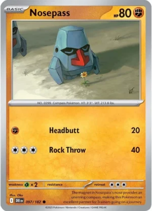 Pokémon TCG SV10: Destined Rivals 097/182 Nosepass Common Ungraded