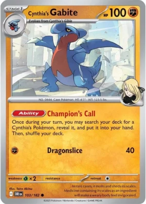 Pokémon TCG SV10: Destined Rivals 103/182 Cynthia's Gabite Common Ungraded