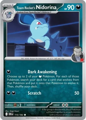 Pokémon TCG SV10: Destined Rivals 115/182 Team Rocket's Nidorina Common Ungraded