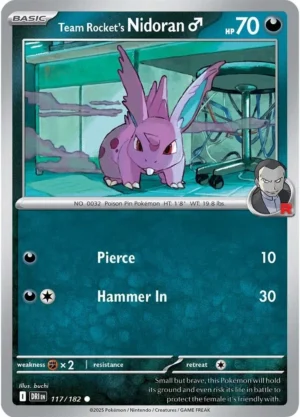 Pokémon TCG SV10: Destined Rivals 117/182 Team Rocket's Nidran♂ Common Ungraded