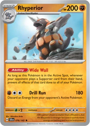 Pokémon TCG SV7: Stellar Crown 076/142 Rhyperior Rare Ungraded