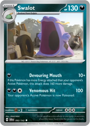 Pokémon TCG SV7: Stellar Crown 092/142 Swalot Uncommon Ungraded