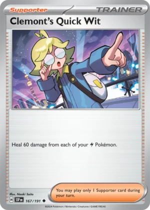 Pokémon TCG SV8: Surging Sparks 167/191 Clemont's Quick Wit Uncommon Ungraded