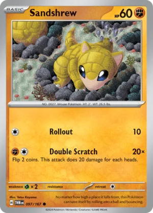 Pokémon TCG SV6: Twilight Masquerade 097/167 Sandshrew Common Ungraded