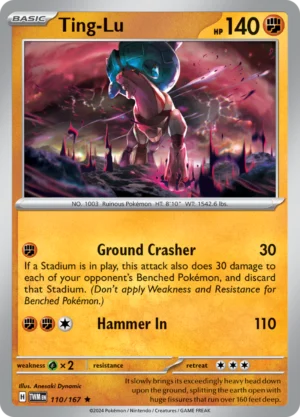 Pokémon TCG SV6: Twilight Masquerade 110/167 Ting-Lu Rare Ungraded