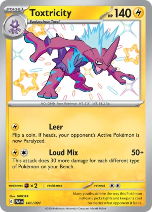Pokémon TCG SV: Paldean Fates 141/091 Toxtricity Shiny Rare Ungraded