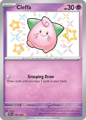 Pokémon TCG SV: Paldean Fates 150/091 Cleffa Shiny Rare Ungraded