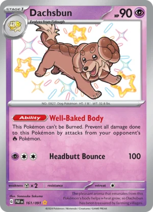 Pokémon TCG SV: Paldean Fates 161/091 Dachsbun Shiny Rare Ungraded