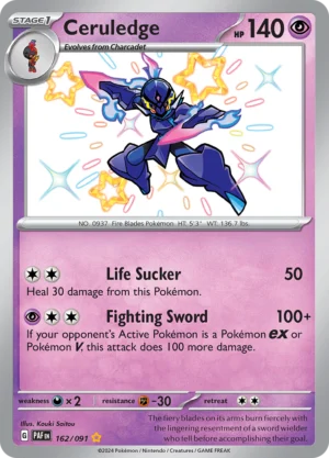 Pokémon TCG SV: Paldean Fates 162/091 Ceruledge Shiny Rare Ungraded