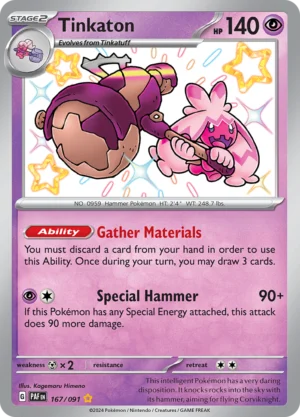 Pokémon TCG SV: Paldean Fates 167/091 Tinkaton Shiny Rare Ungraded